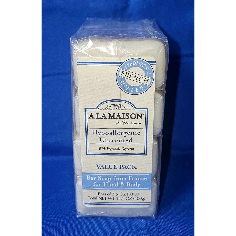 (3) A La Maison Hypoallergenic Unscented French Milled Bar Soap (3 Packs of 4)